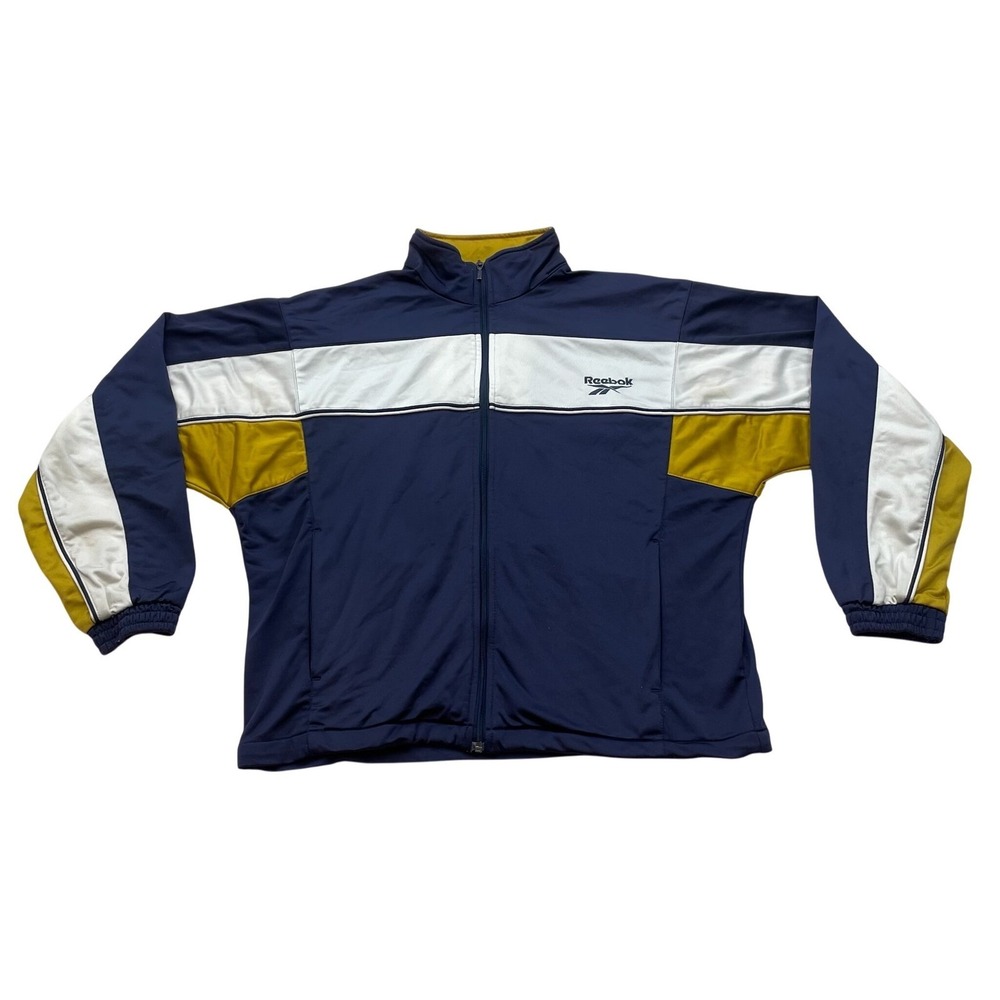 Vintage 90s Reebok Track Jacket Mens M Colorblock Full Zip Sportswear FLAWS